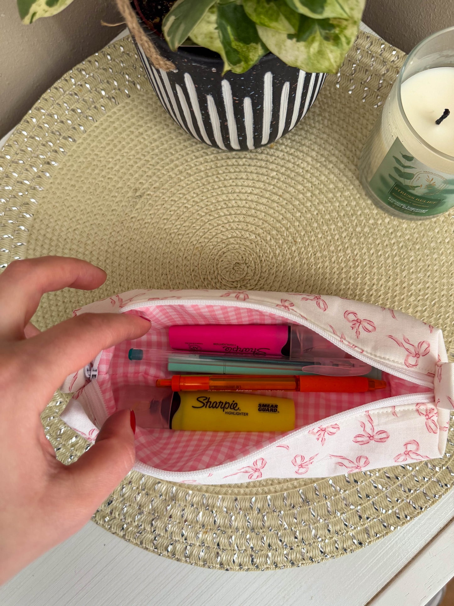 Coquette Bow Print Pencil & Makeup Case