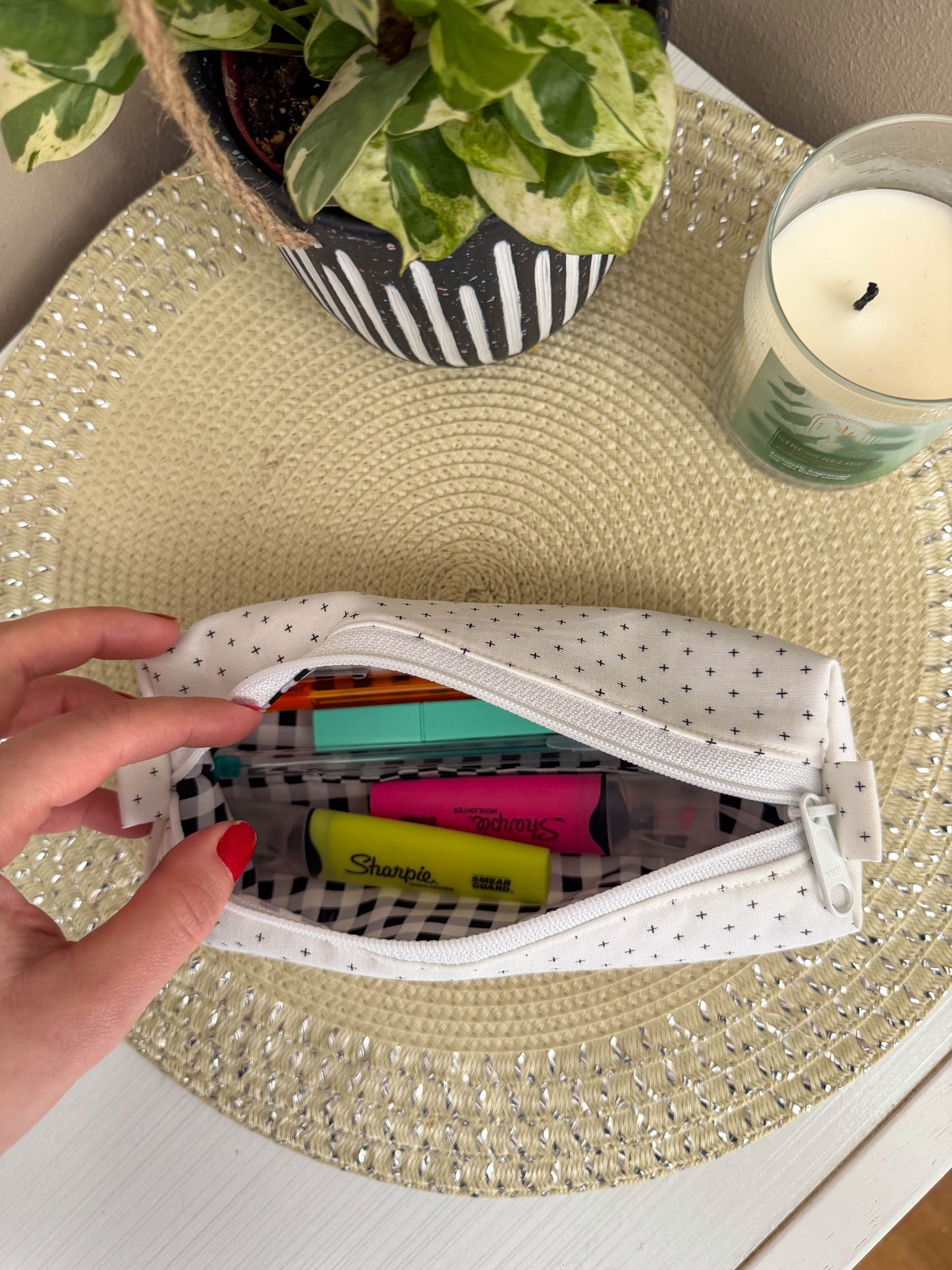 Swiss Cross Pattern Pencil & Makeup Case