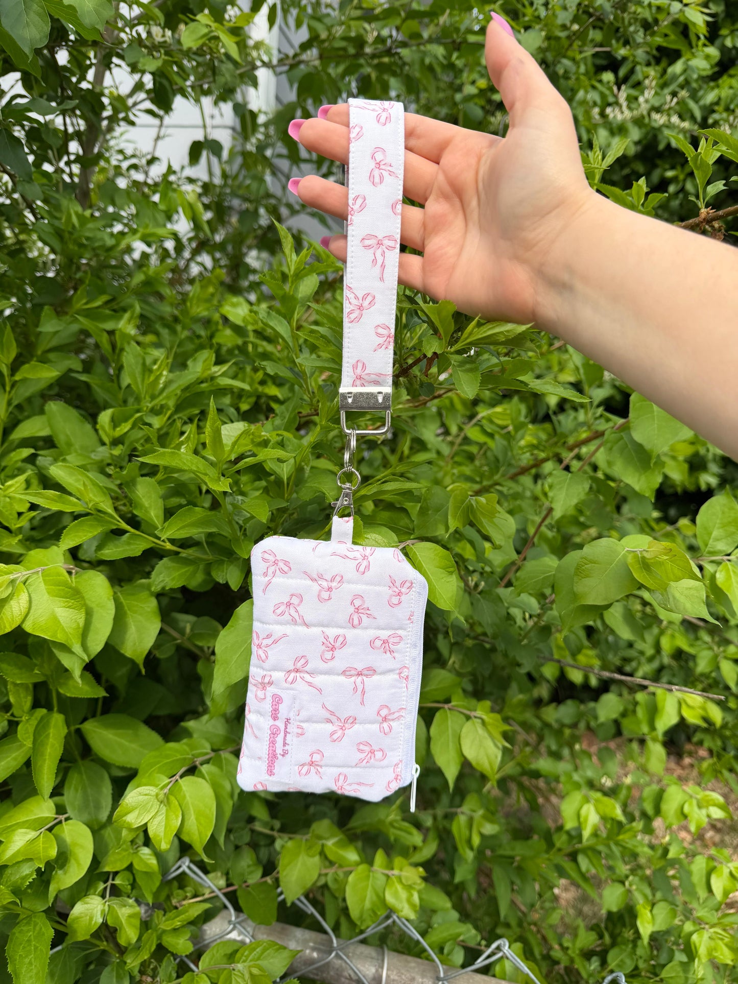 Coquette Bow Print Keychain Wristlet and Wallet