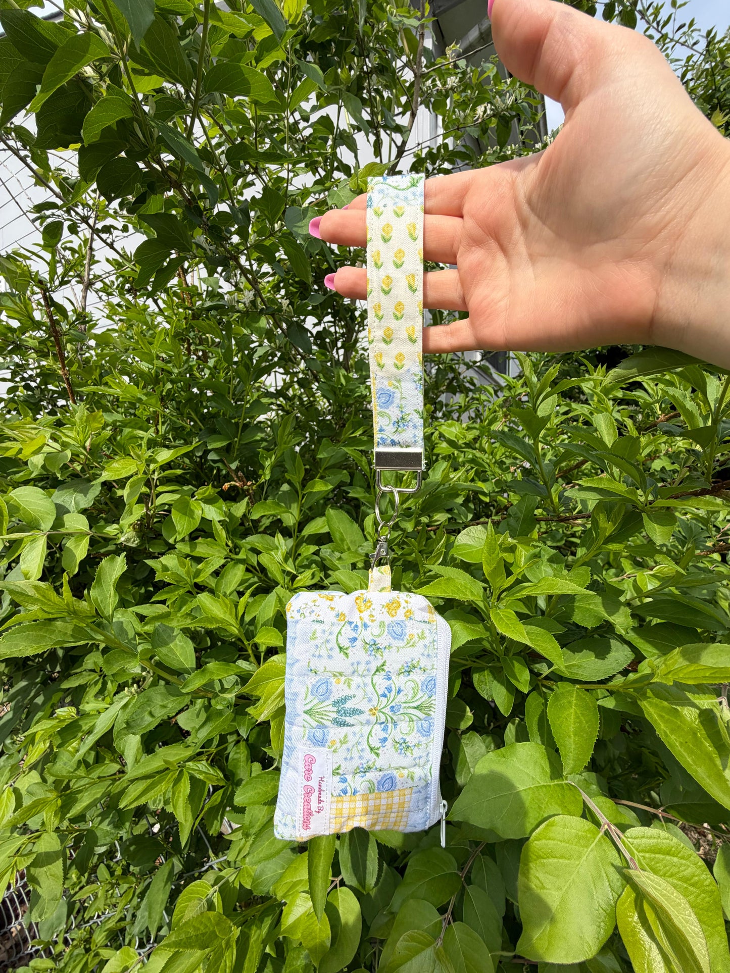 Cozy Yellow Patch-Themed Keychain Wristlet and Wallet