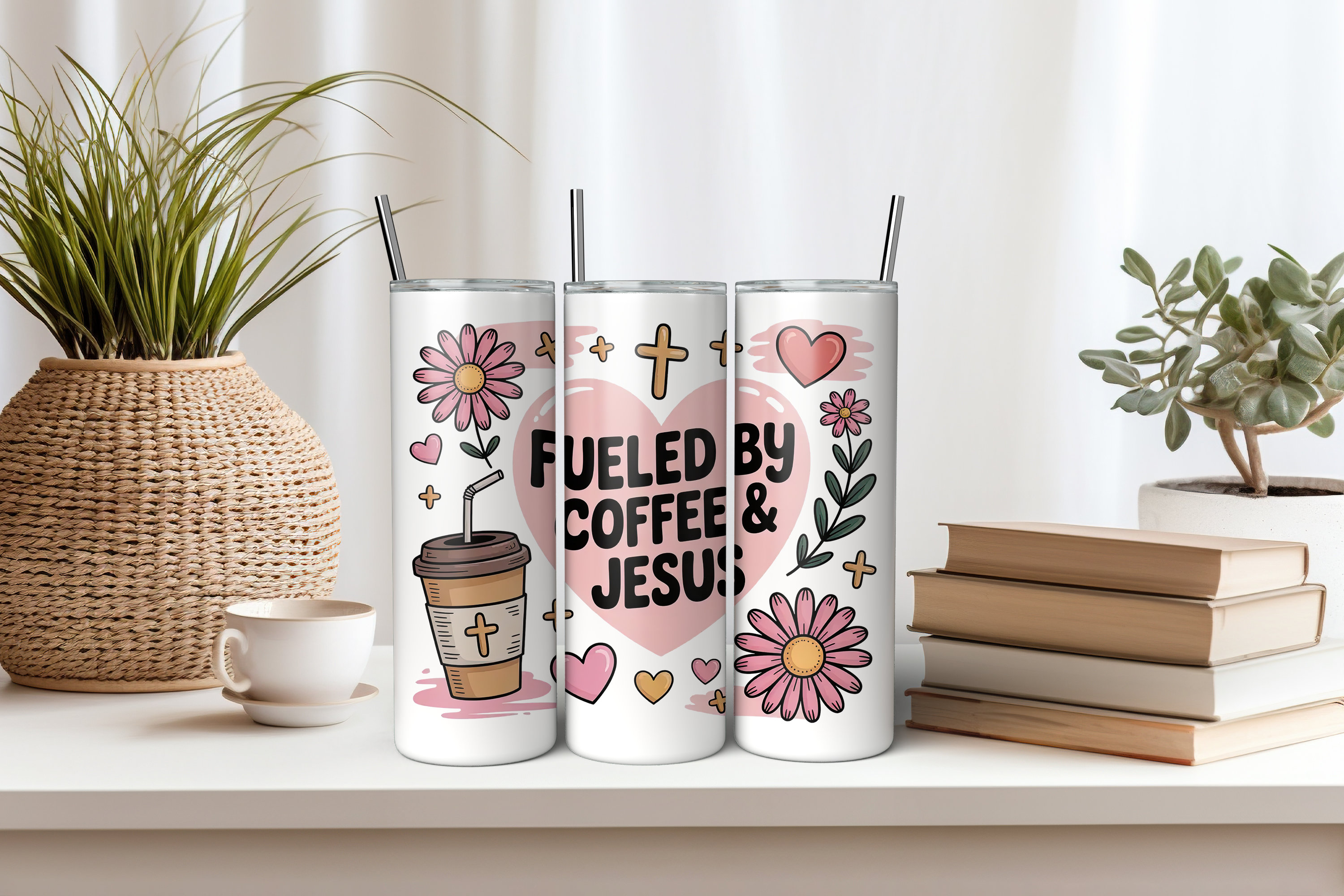 Fueled By Jesus and Coffee Stainless Steel Tumbler.