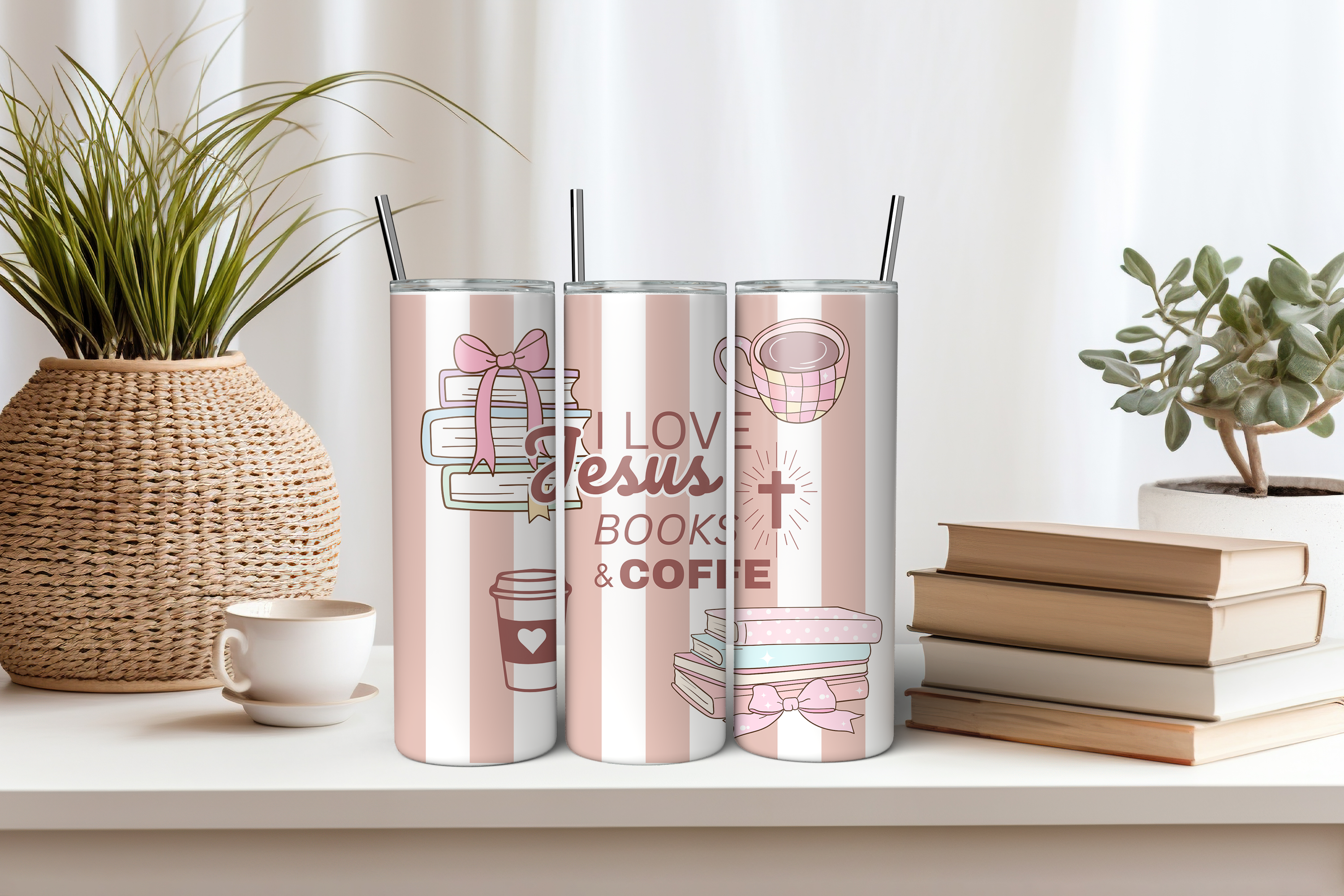 Jesus, Books, and Coffee Stainless Steel Tumbler