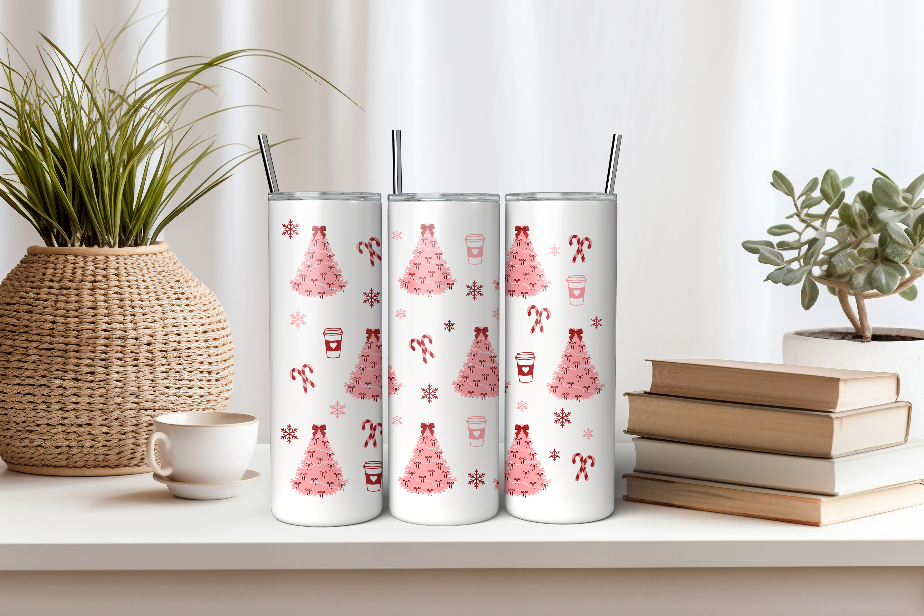 Pink Christmas Stainless Steel Tumbler