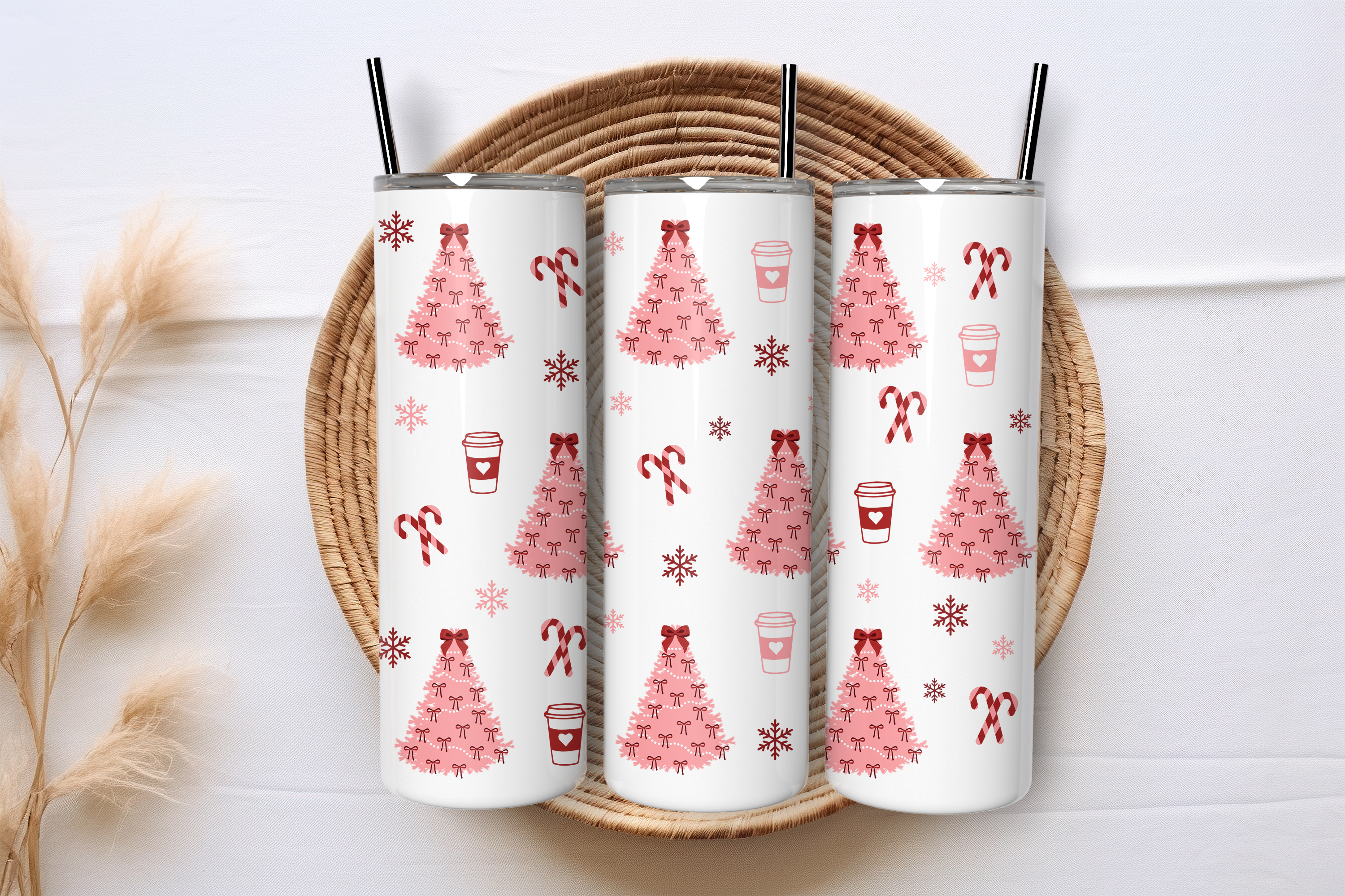 Pink Christmas Stainless Steel Tumbler