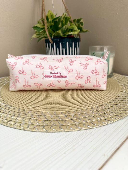 Coquette Bow Print Pencil & Makeup Case