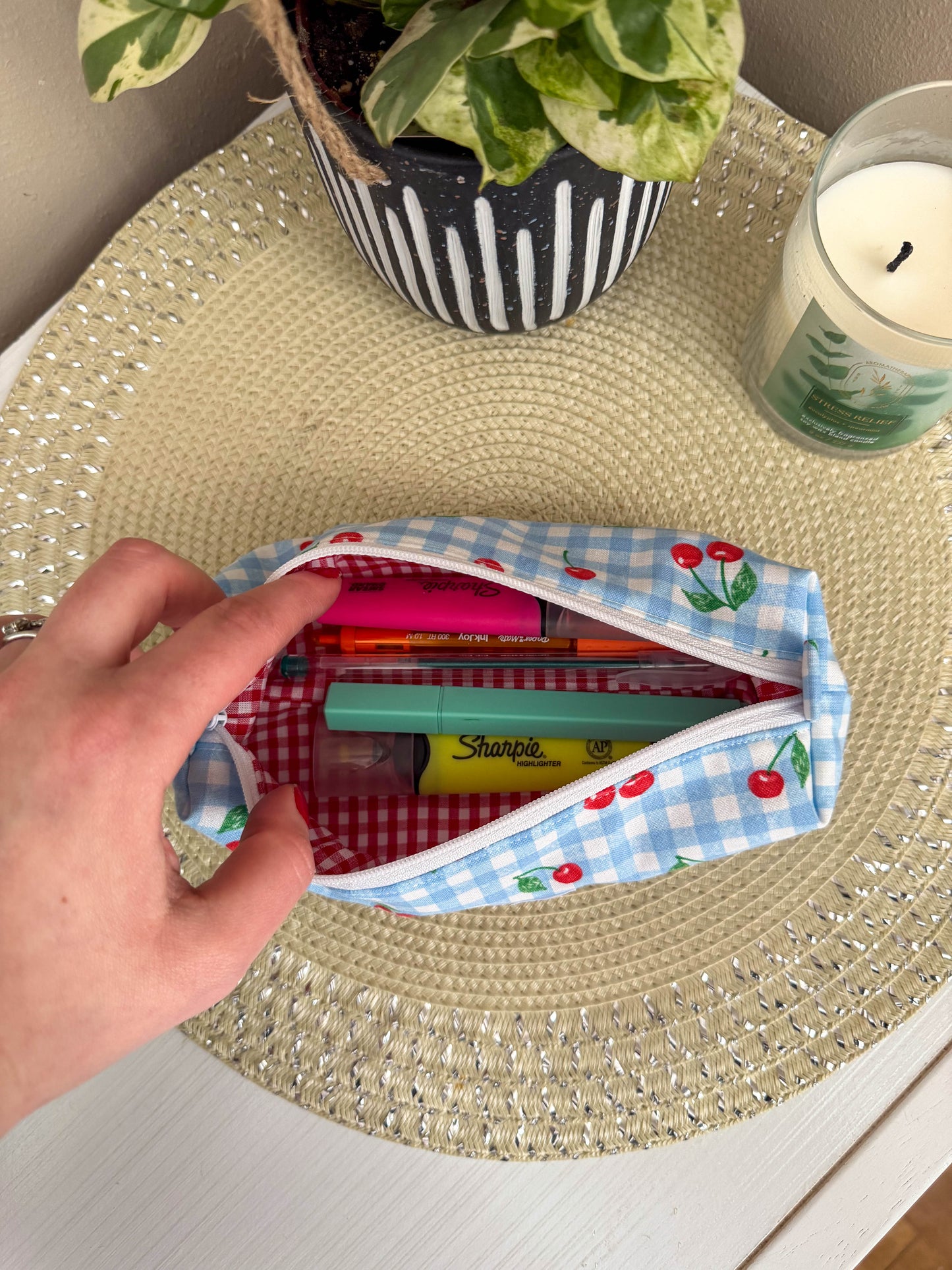 Cute Strawberry-Themed Pencil & Makeup Case