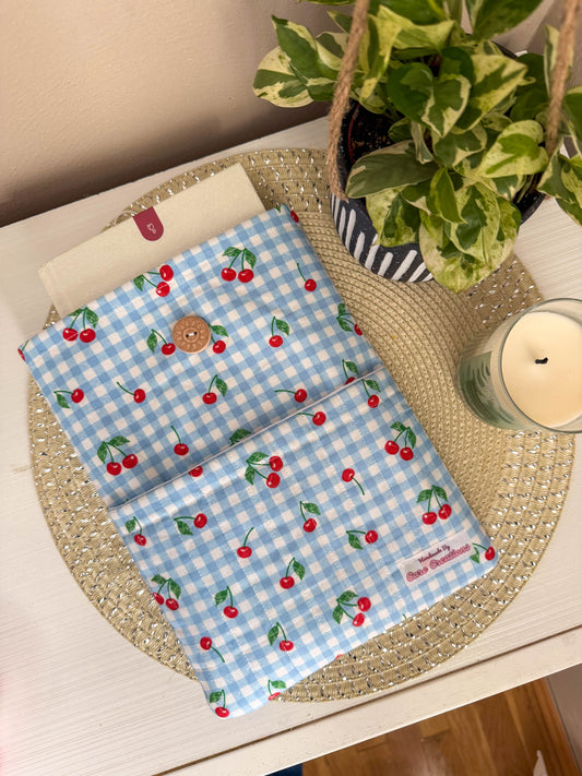 Cute Cherry & Blue Square Pattern Book & iPad Sleeve