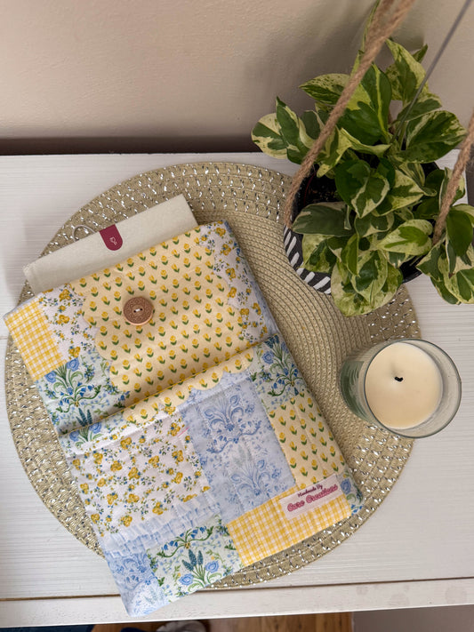 Cozy Yellow Patch-Themed Book & iPad Sleeve