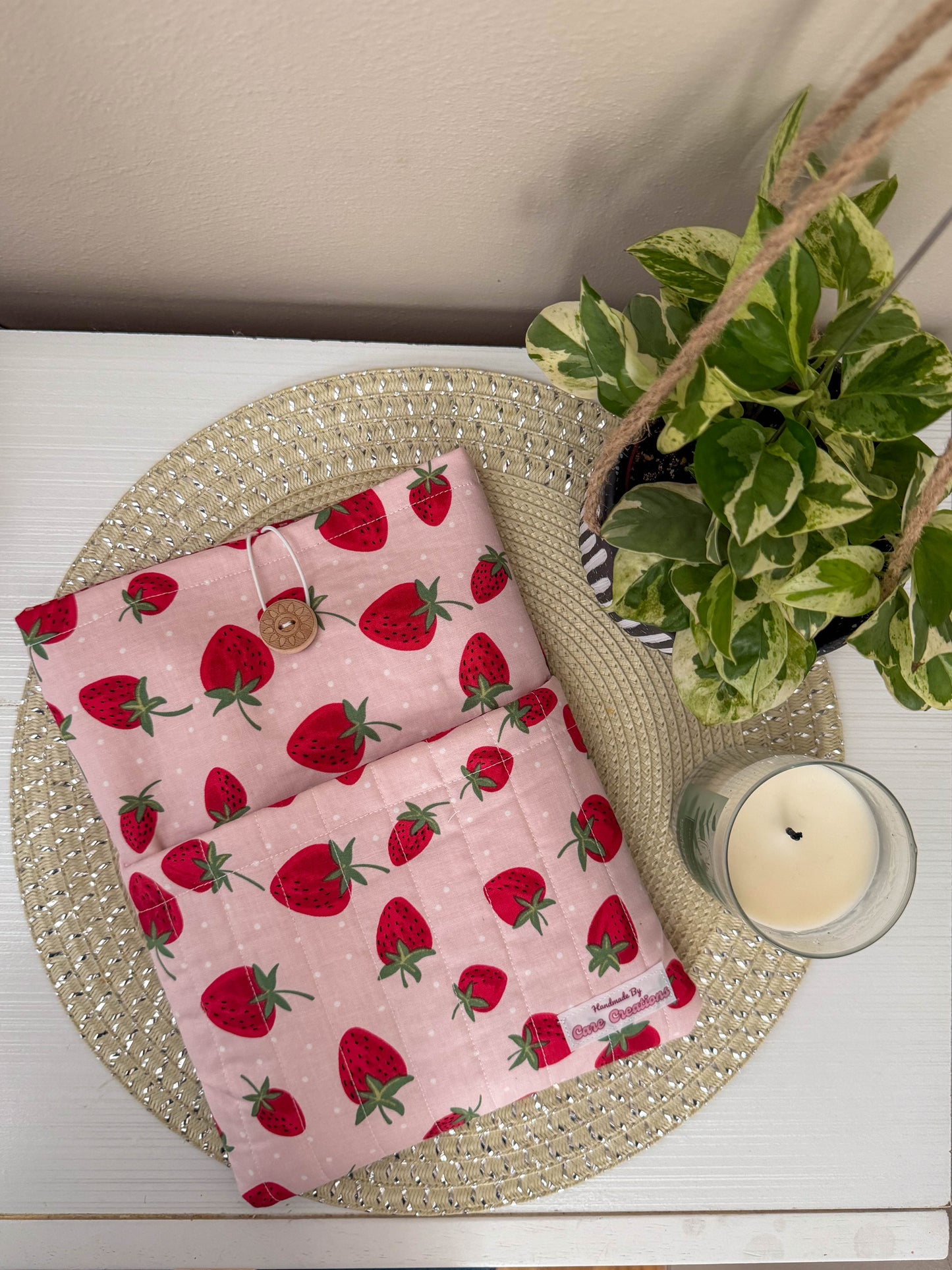 Cute Strawberry-Themed Book & iPad Sleeve