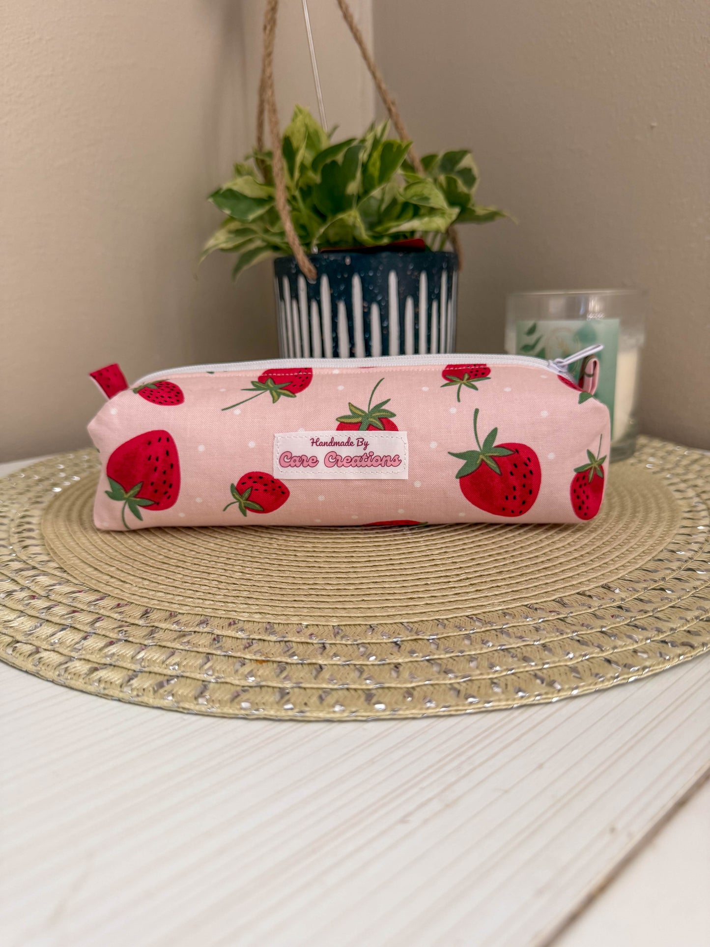 Cute Strawberry-Themed Pencil & Makeup Case