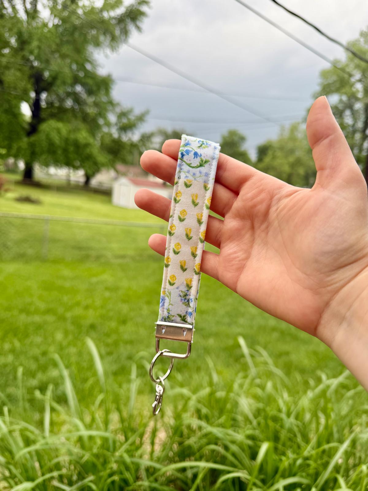 Cozy Yellow Patch-Themed Keychain Wristlet and Wallet