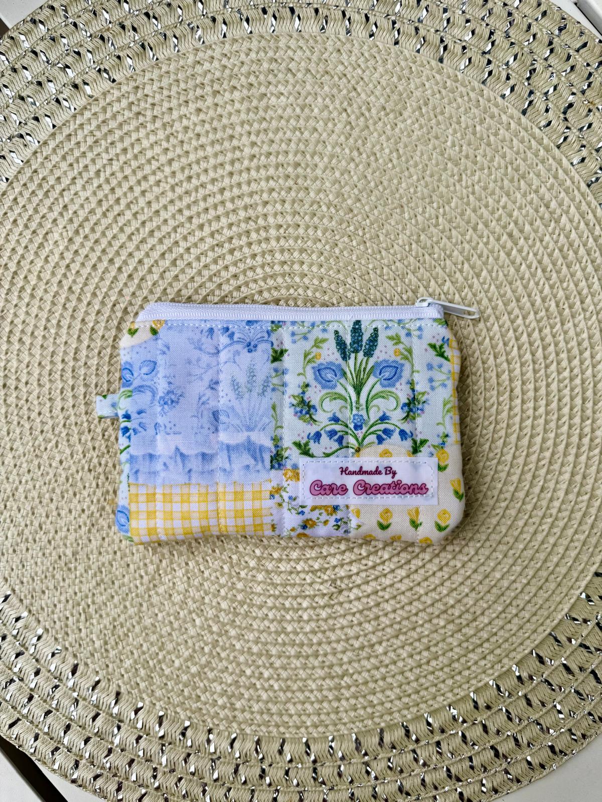 Cozy Yellow Patch-Themed Keychain Wristlet and Wallet